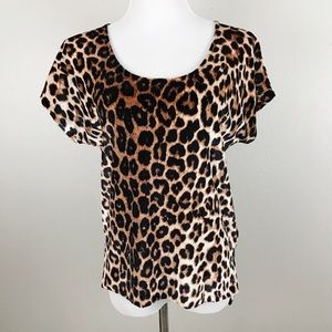 Lucky Brand Velvet Leopard Scoop Neck Tee Shirt S